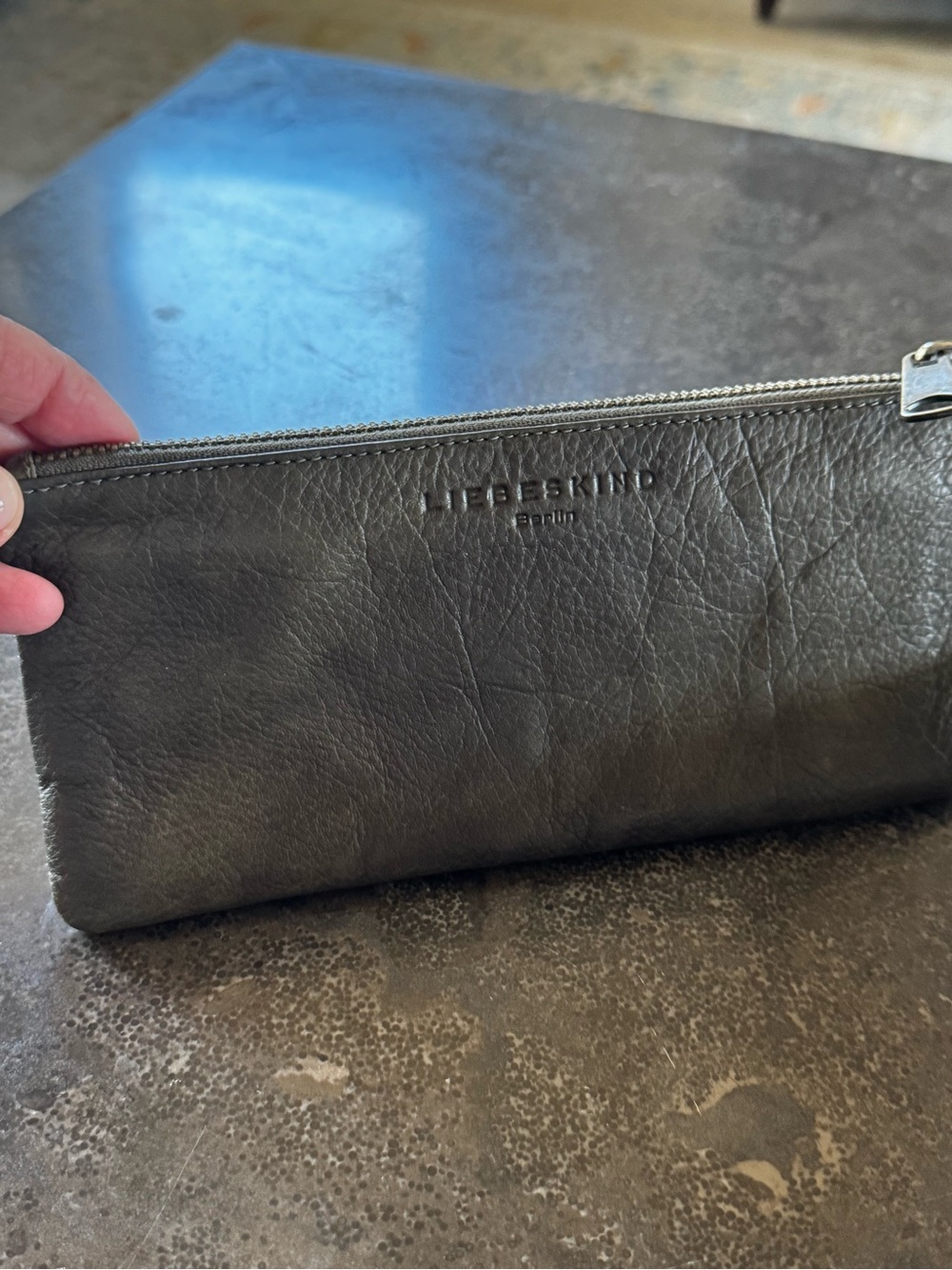Liebeskind  Leather Zip Pouch - Dark Gray